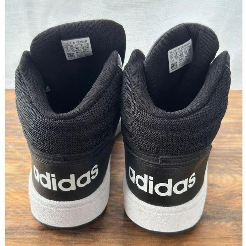 NWOT Adidas Hoops 2.0 Mid Mens Shoes Black White BB7207 Size 7
